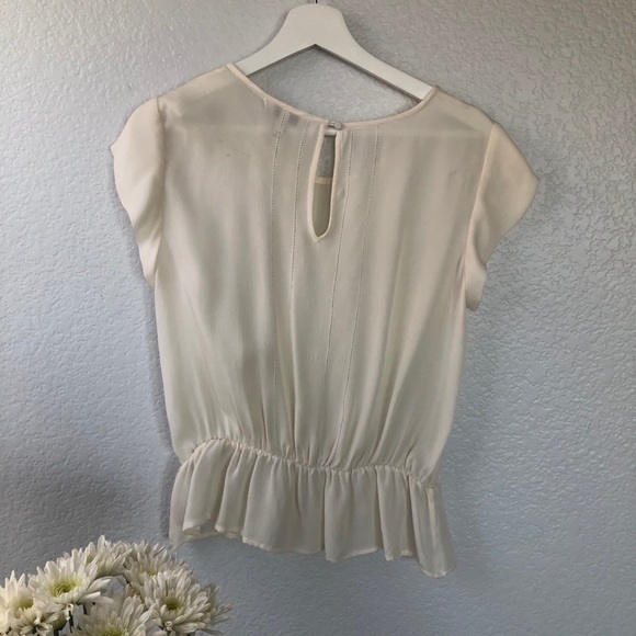 Joie Silk Short Sleeve Blouse Ivory sz S - Picture 4 of 8